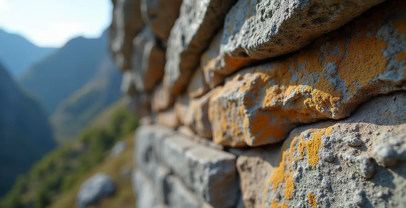 Coupe géologique montrant les différentes strates rocheuses et la discordance angulaire dans une paroi alpine